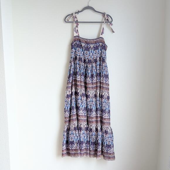 NWT Caroline Constas Blue Floral Print Cotton Sleeveless Midi Maxi Dress, size M - Picture 2 of 10